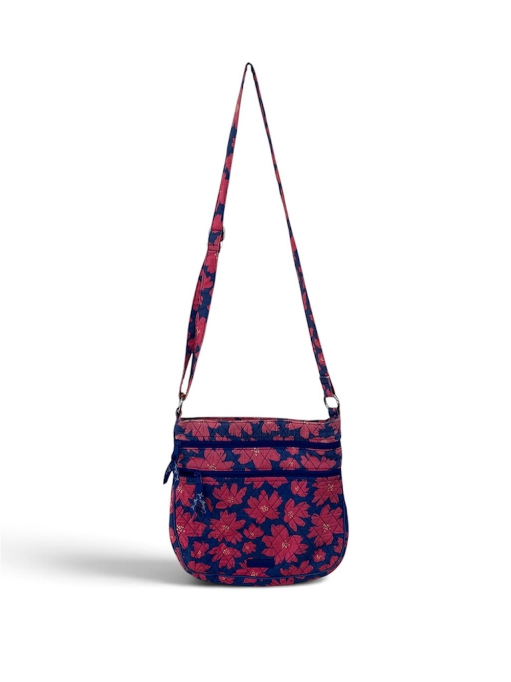 Vera Bradley Navy Crossbody Bag with Pink Floral Print art poppies